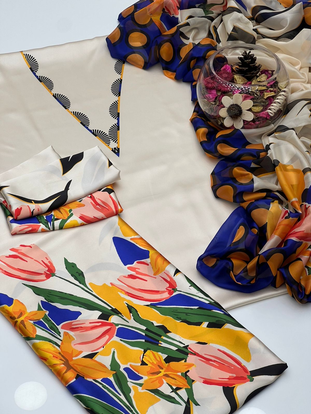 DIGITAL PRINT 3PC SILK UNSTITCHED SUIT 31