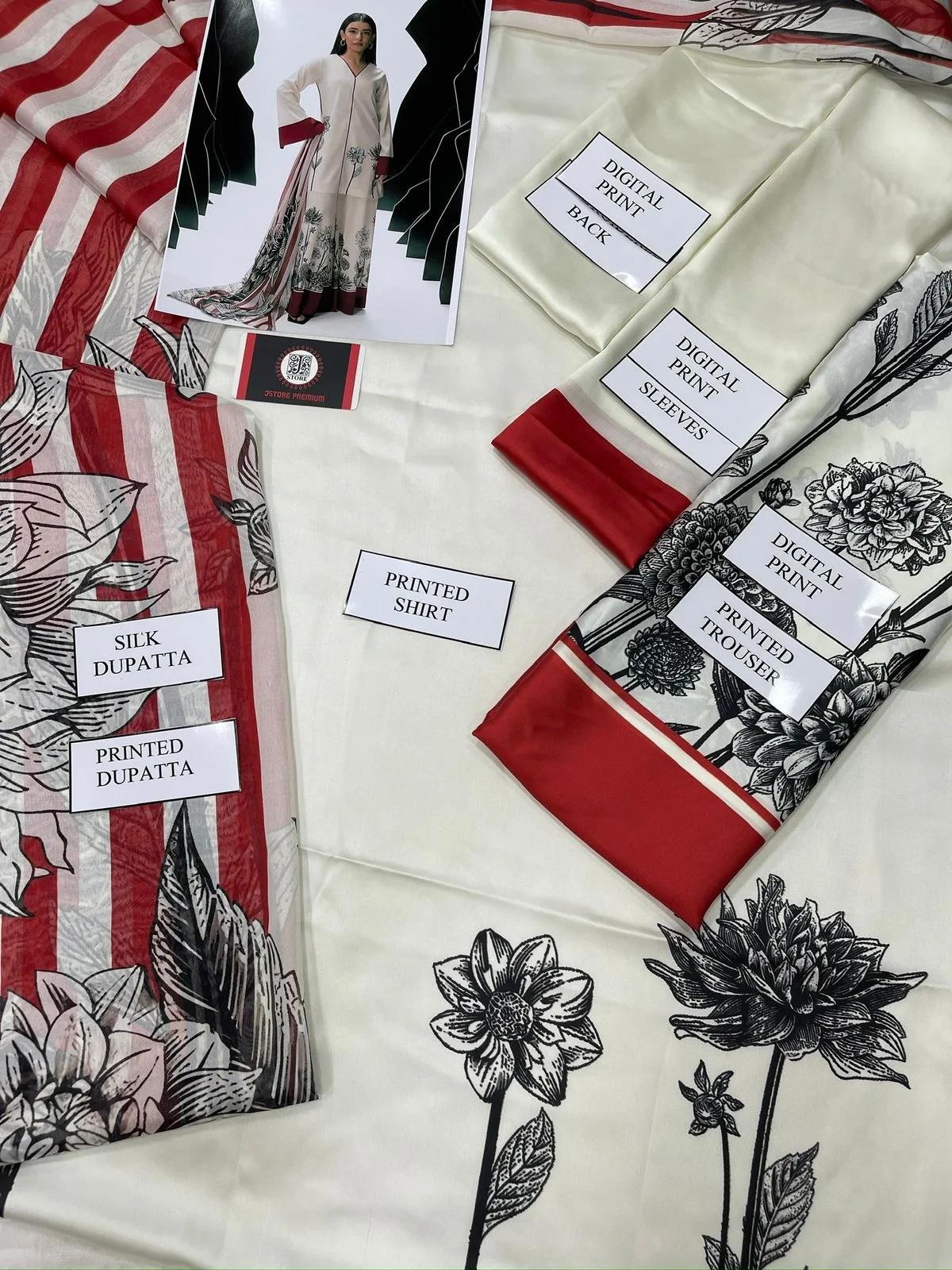 DIGITAL PRINT 3PC SILK UNSTITCHED SUIT 08