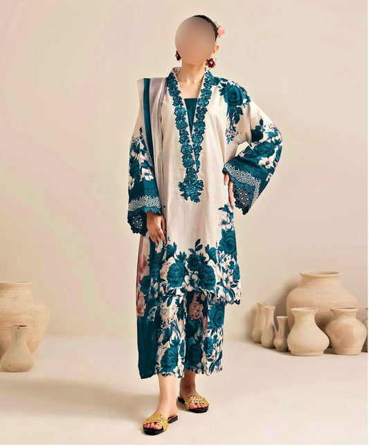 DIGITAL PRINT 3PC SILK UNSTITCHED SUIT 16