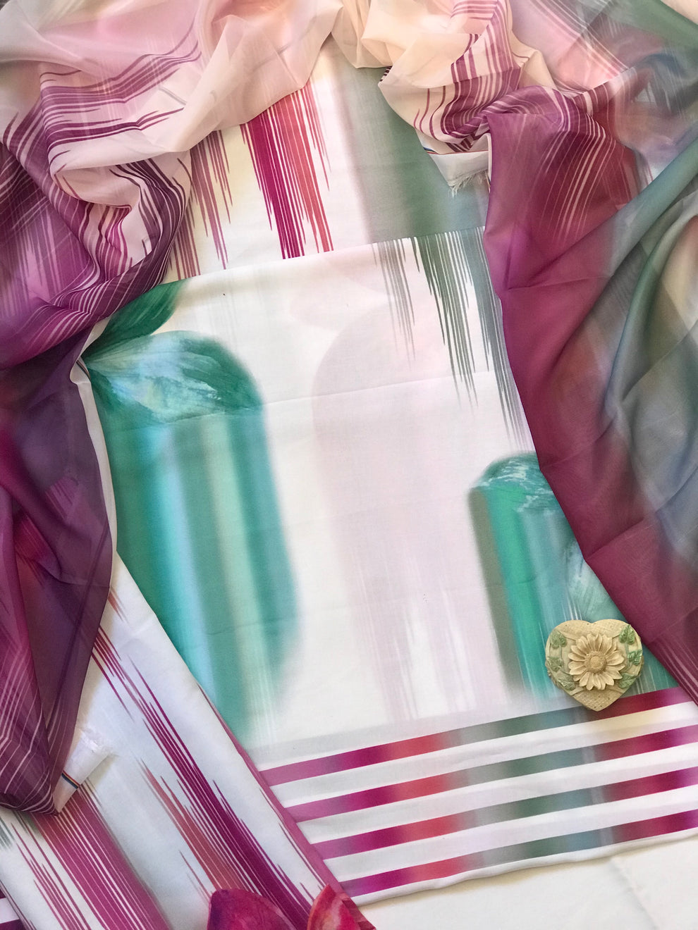 DIGITAL PRINT 3PC SILK UNSTITCHED SUIT 30